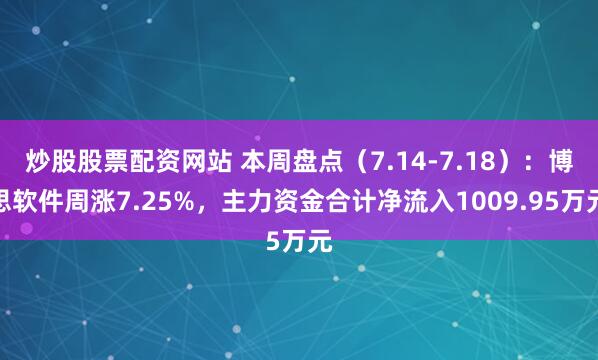 炒股股票配资网站 本周盘点（7.14-7.18）：博思软件周涨7.25%，主力资金合计净流入1009.95万元